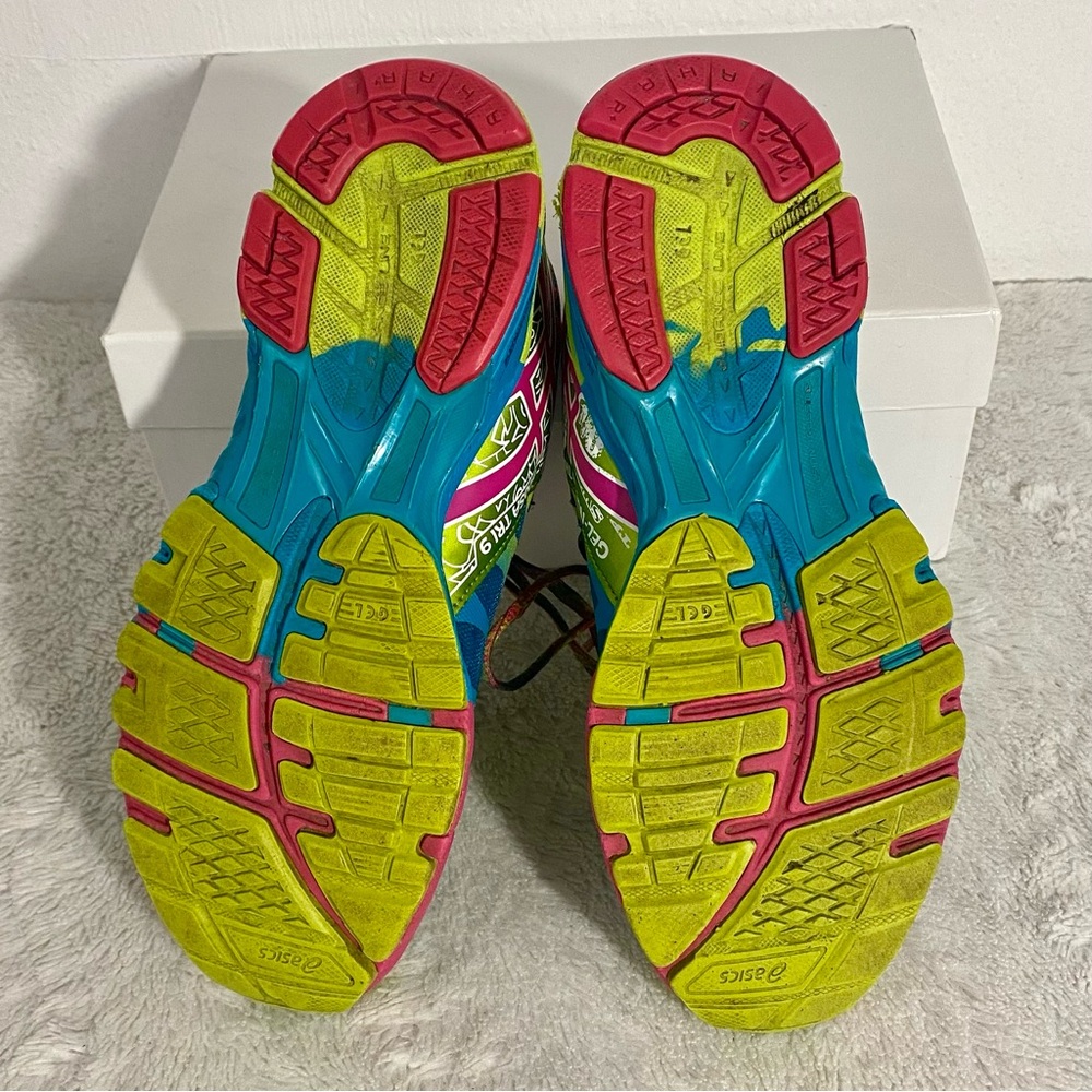 Asics Gel-Noosa Tri 9 Running Shoes Women’s Size 6 Capri Blue Raspberry Lime - Picture 8 of 13
